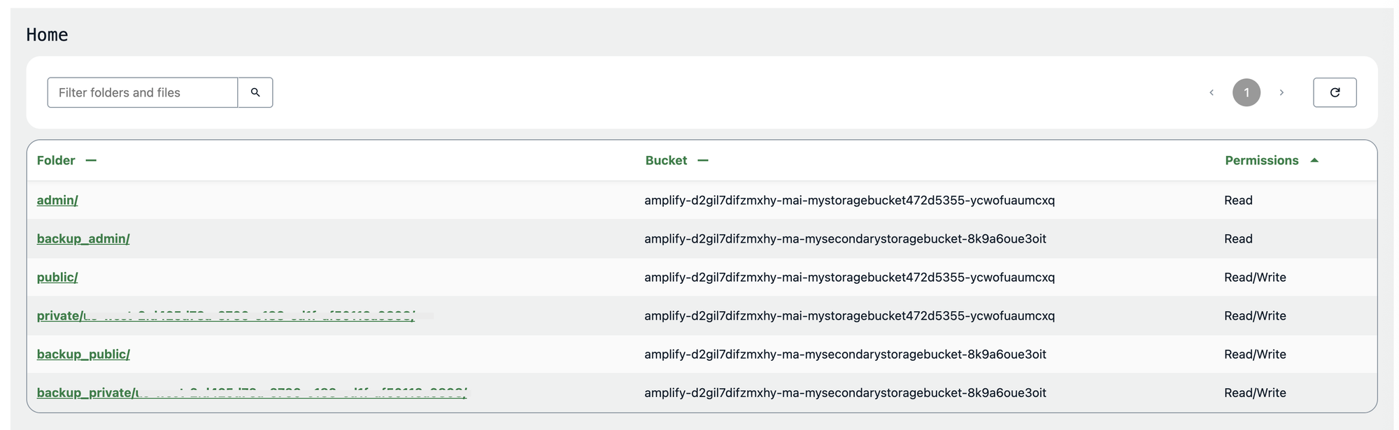 Storage browser component powered by the Amplify UI library