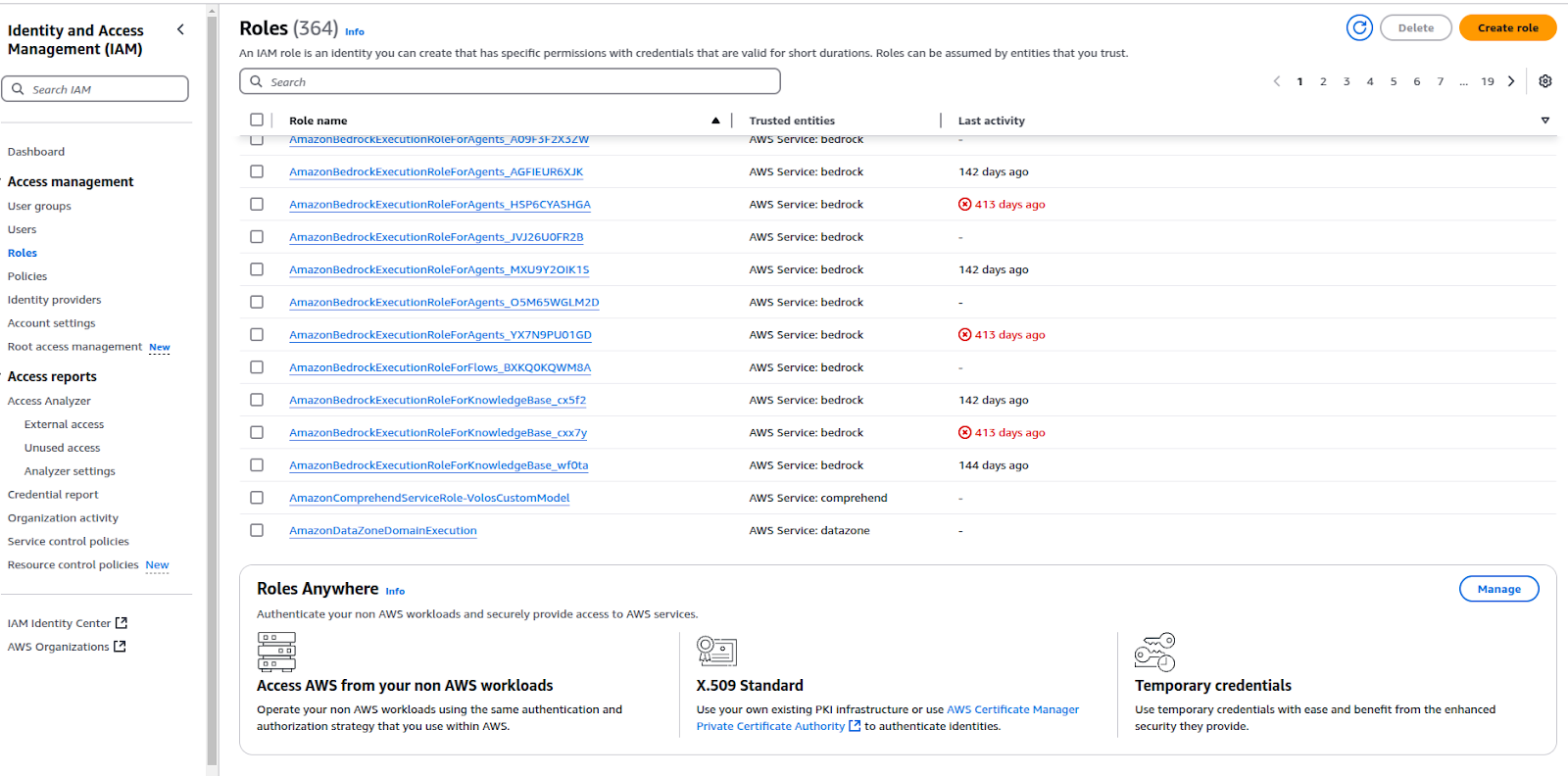 AWS IAM Roles Console