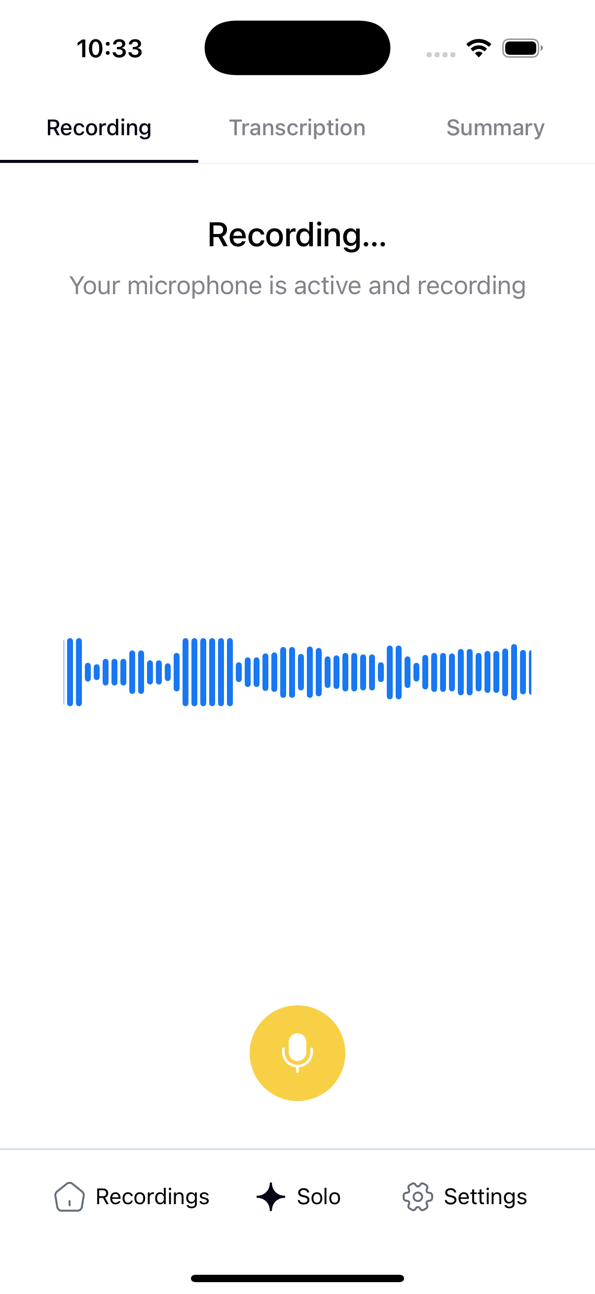 Voice recording with a live waveform