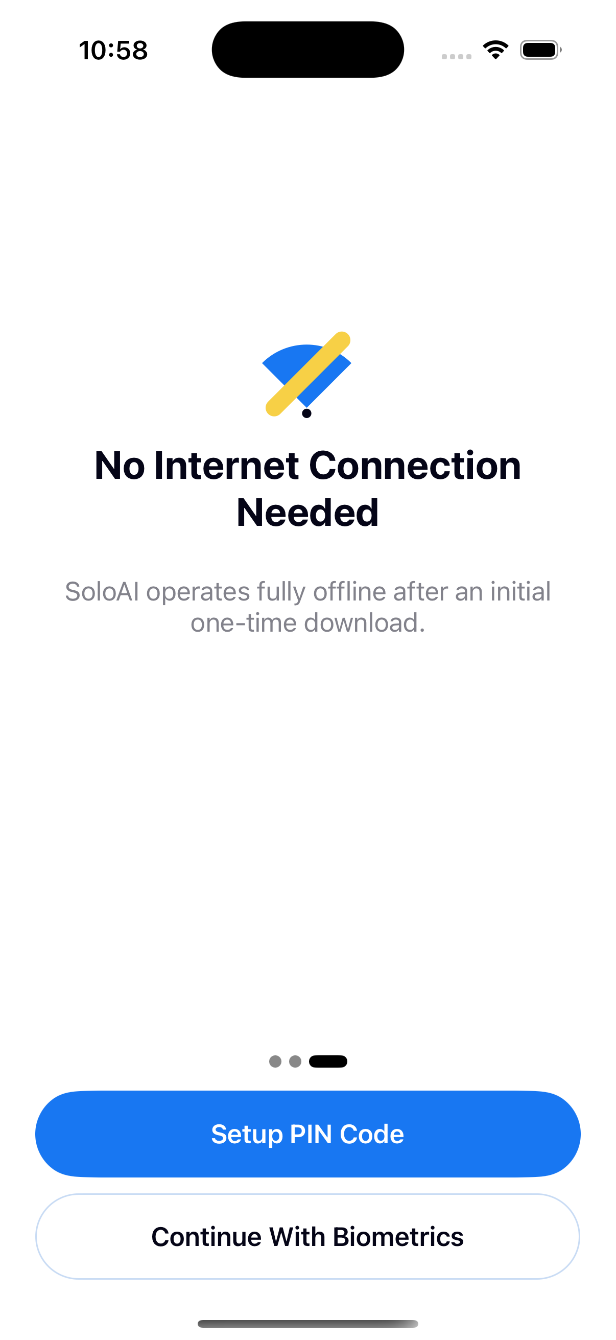 Offline onboarding and security setup