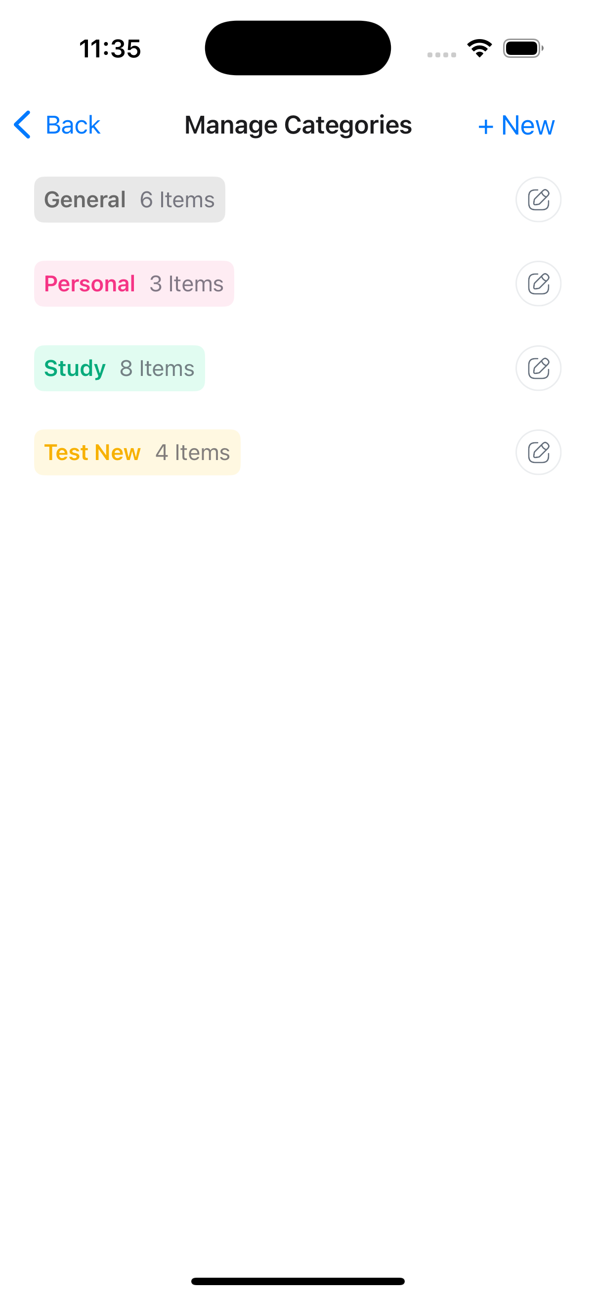 Managing note categories