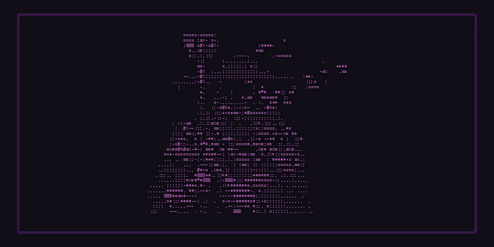 Old Charon's ferryman, drawn in magenta ASCII characters on a dark terminal background.